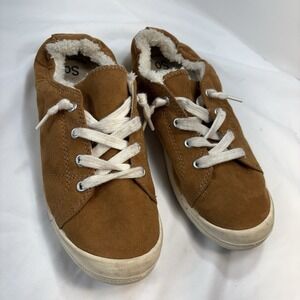 SO Redwood Scrunch Back Sneakers Size 8 Brown Faux Fur Lined Memory Foam Shoes